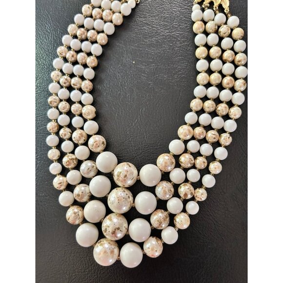Multi-Strand Cream & White Beads Necklace - Picture 2 of 7